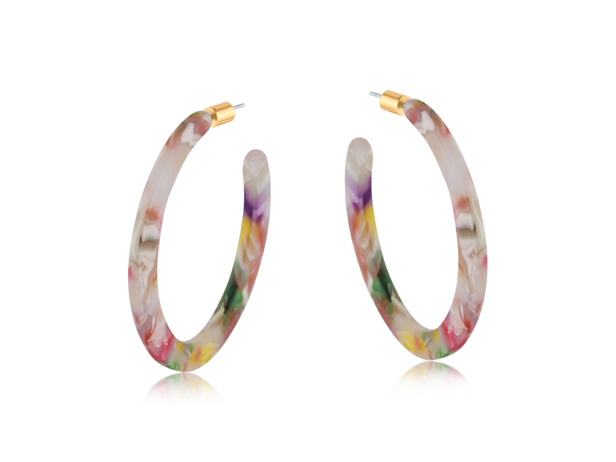 Picture of RED BEIGE SYLVIA RESIN STATEMENT EARRINGS