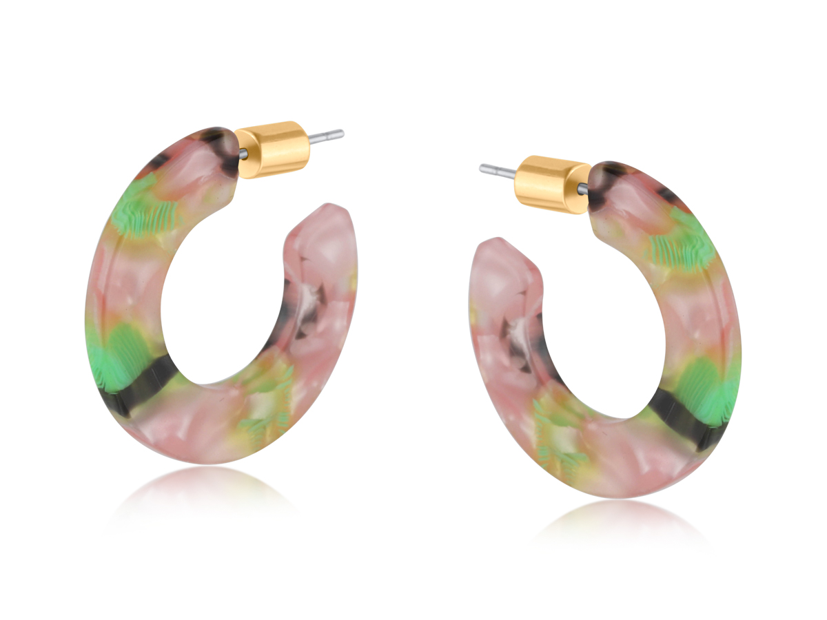 Picture of PINK  ILONA RESIN HOOP EARRINGS