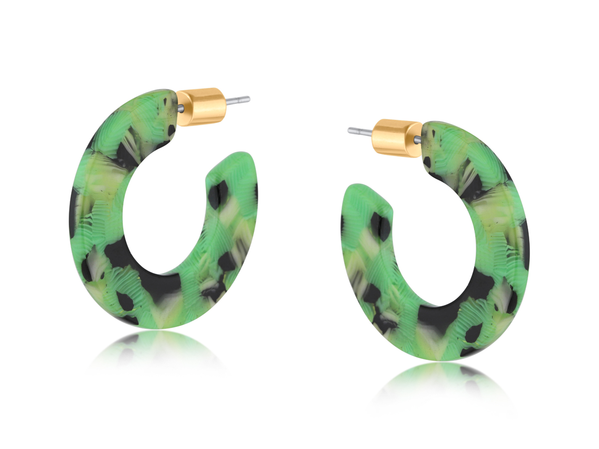Picture of GREEN  ILONA RESIN HOOP EARRINGS