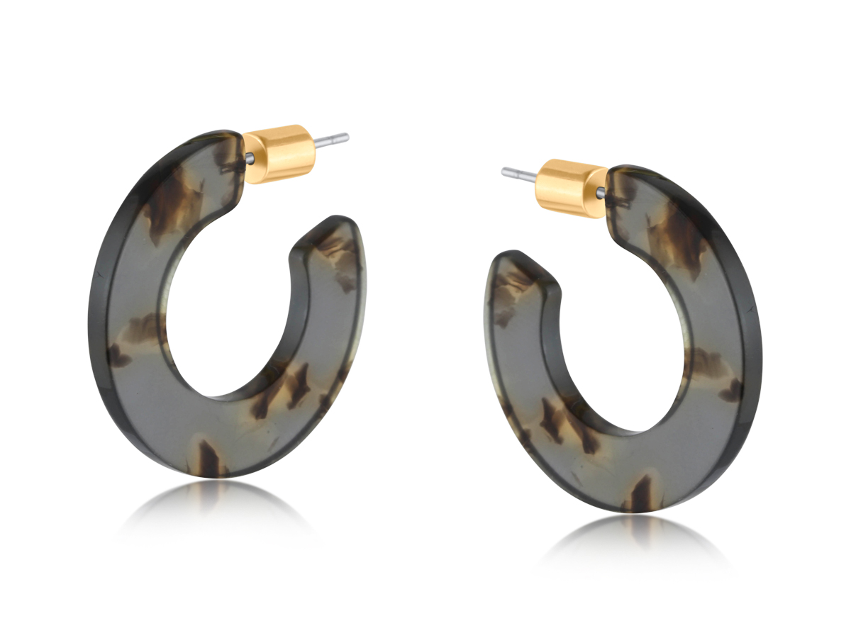 Picture of GREY  ILONA RESIN HOOP EARRINGS