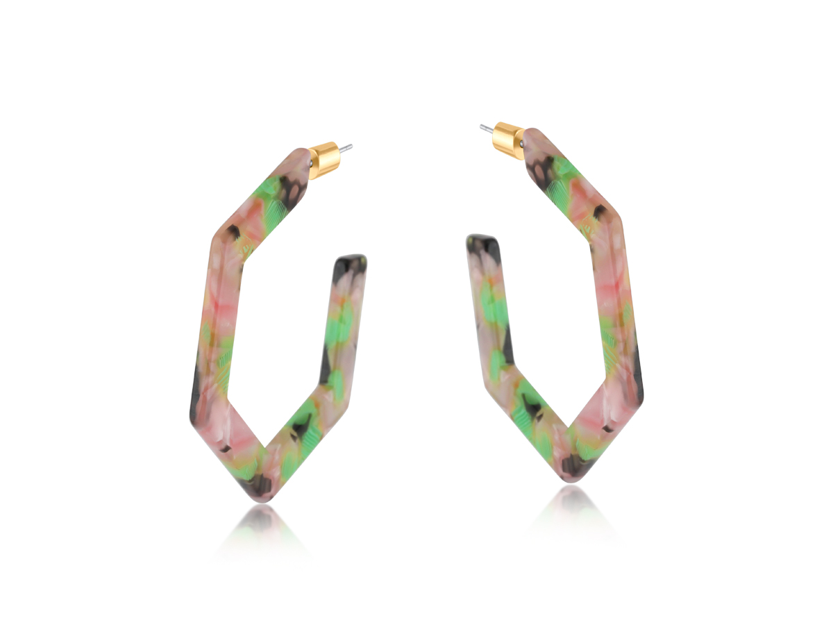 Picture of PINK  ILONA RESIN HEXAGONAL EARRINGS