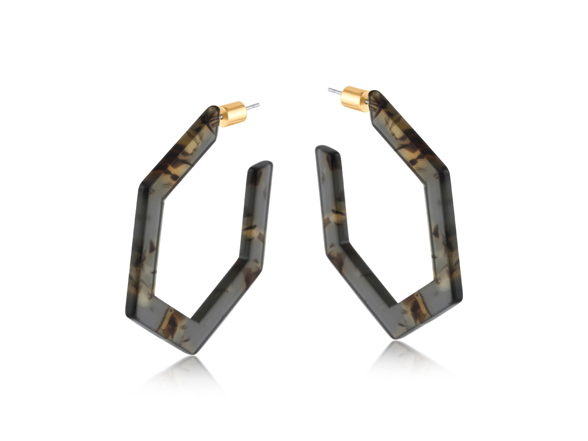 Picture of GREY  ILONA RESIN HEXAGONAL EARRINGS