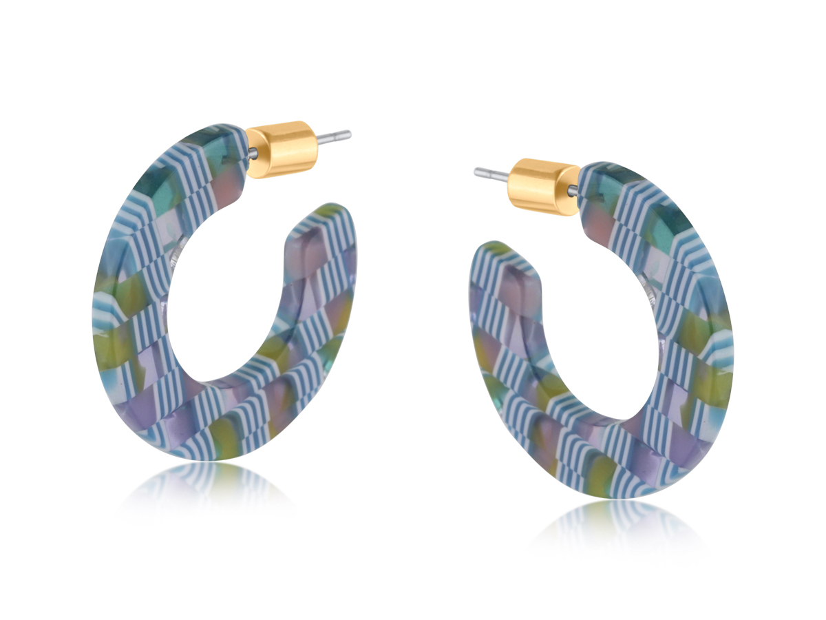Picture of BLUE  MARIE RESIN HOOP EARRINGS
