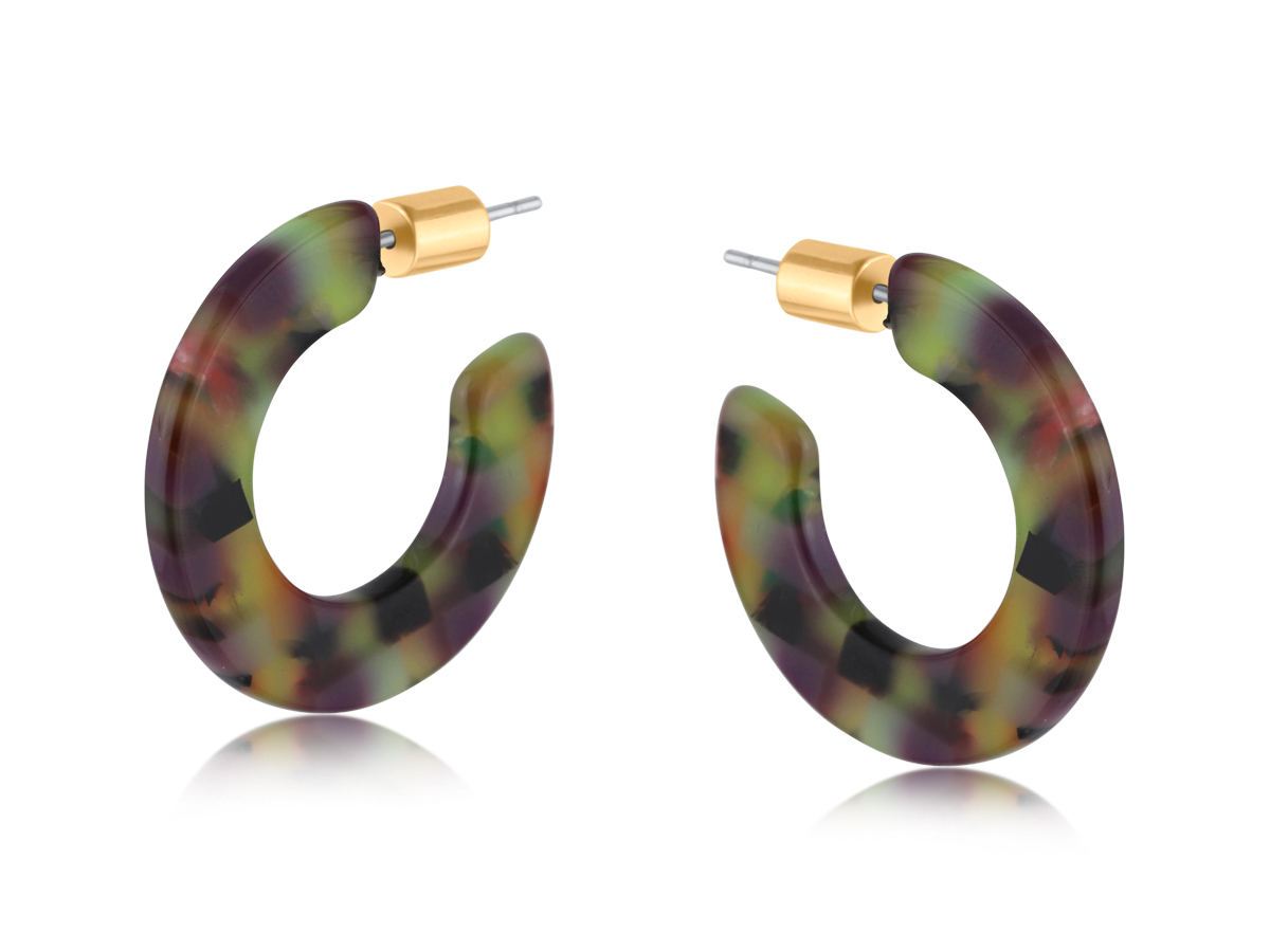 Picture of LILAC BLUE MARIE RESIN HOOP EARRINGS