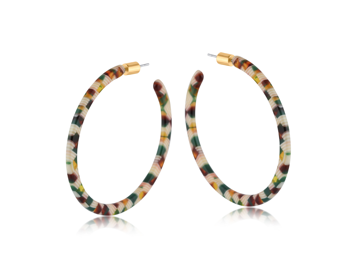 Picture of BROWN GREEN  MARIE RESIN SKINNY EARRINGS