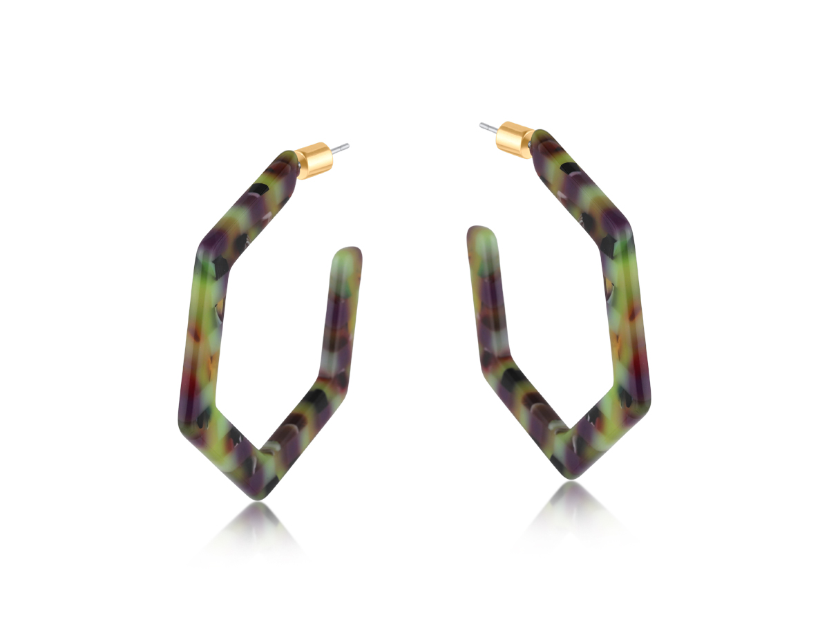 Picture of LILAC BLUE MARIE RESIN HEXAGONAL EARRINGS