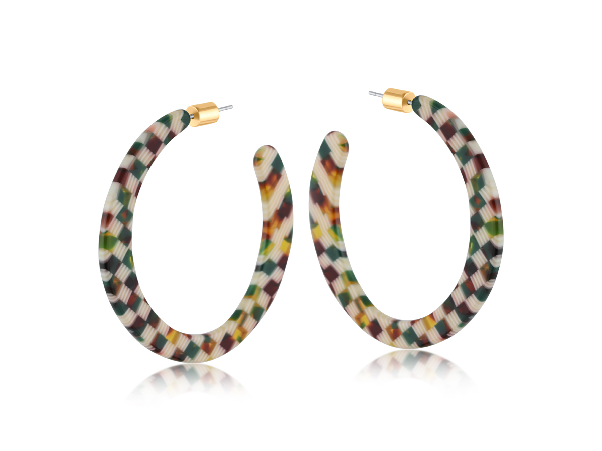 Picture of BROWN GREEN  MARIE RESIN STATEMENT EARRINGS