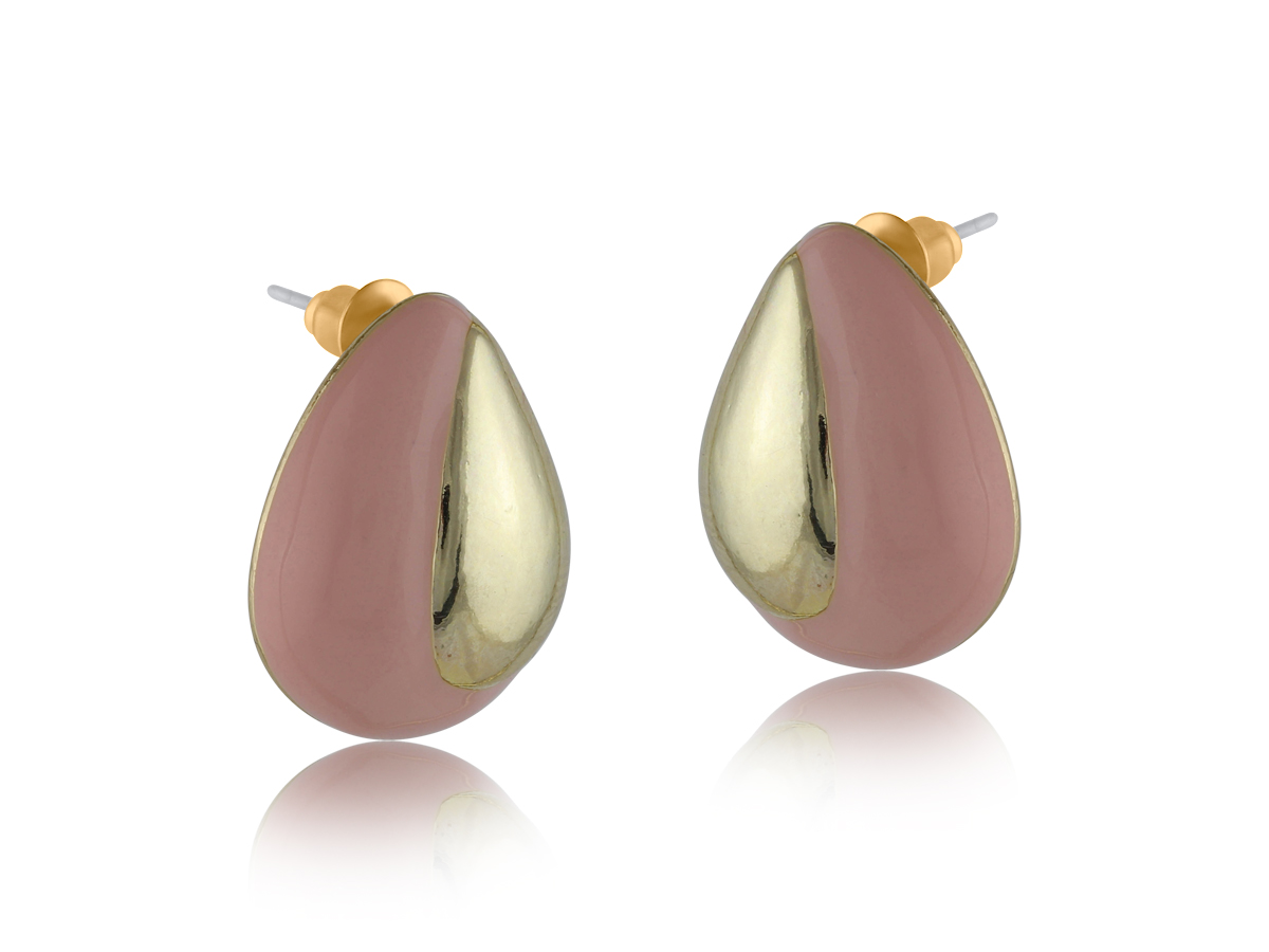 Picture of PINK STEFANIA ORGANIC SHAPE ENAMELLED HOOP EARRING