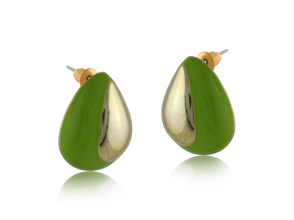 Picture of GREEN  STEFANIA ORGANIC SHAPE ENAMELLED HOOP EARRI