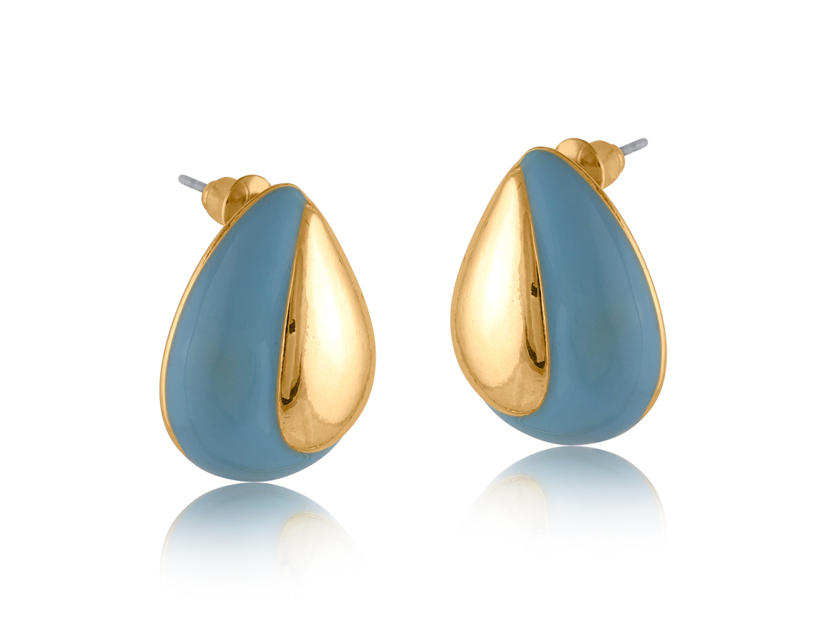 Picture of BLUE STEFANIA ORGANIC SHAPE ENAMELLED HOOP EARRING