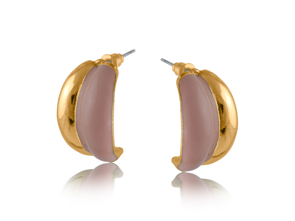 Picture of PINK LILA ORGANIC SHAPE ENAMELLED HOOP EARRINGS