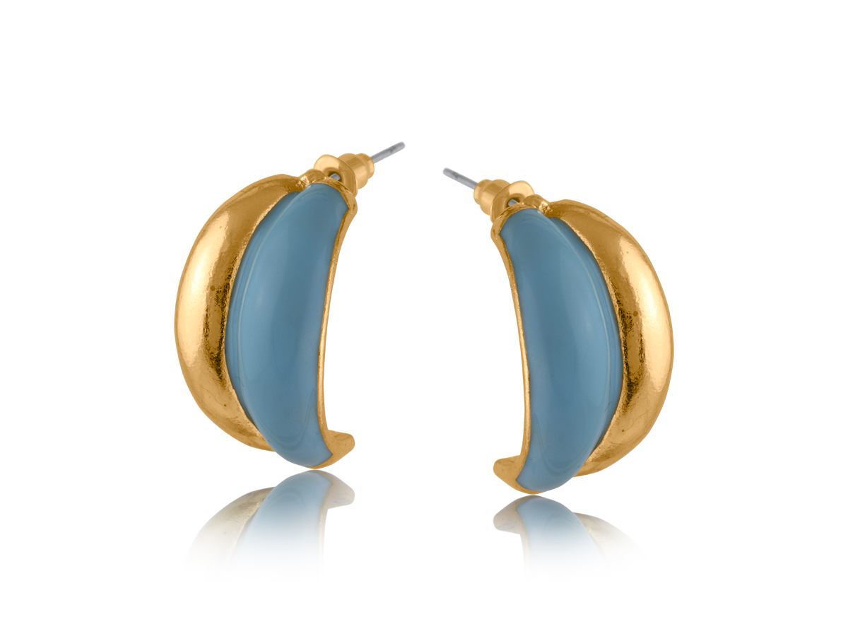 Picture of BLUE LILA ORGANIC SHAPE ENAMELLED HOOP EARRINGS