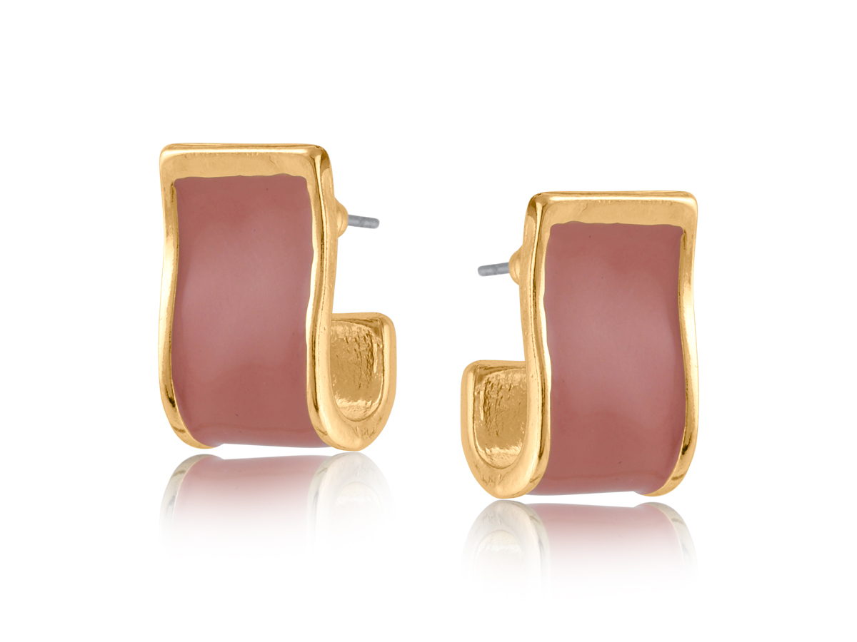 Picture of PINK IVONA ORAGANIC SHAPE ENAMELLED HOOP EARRINGS
