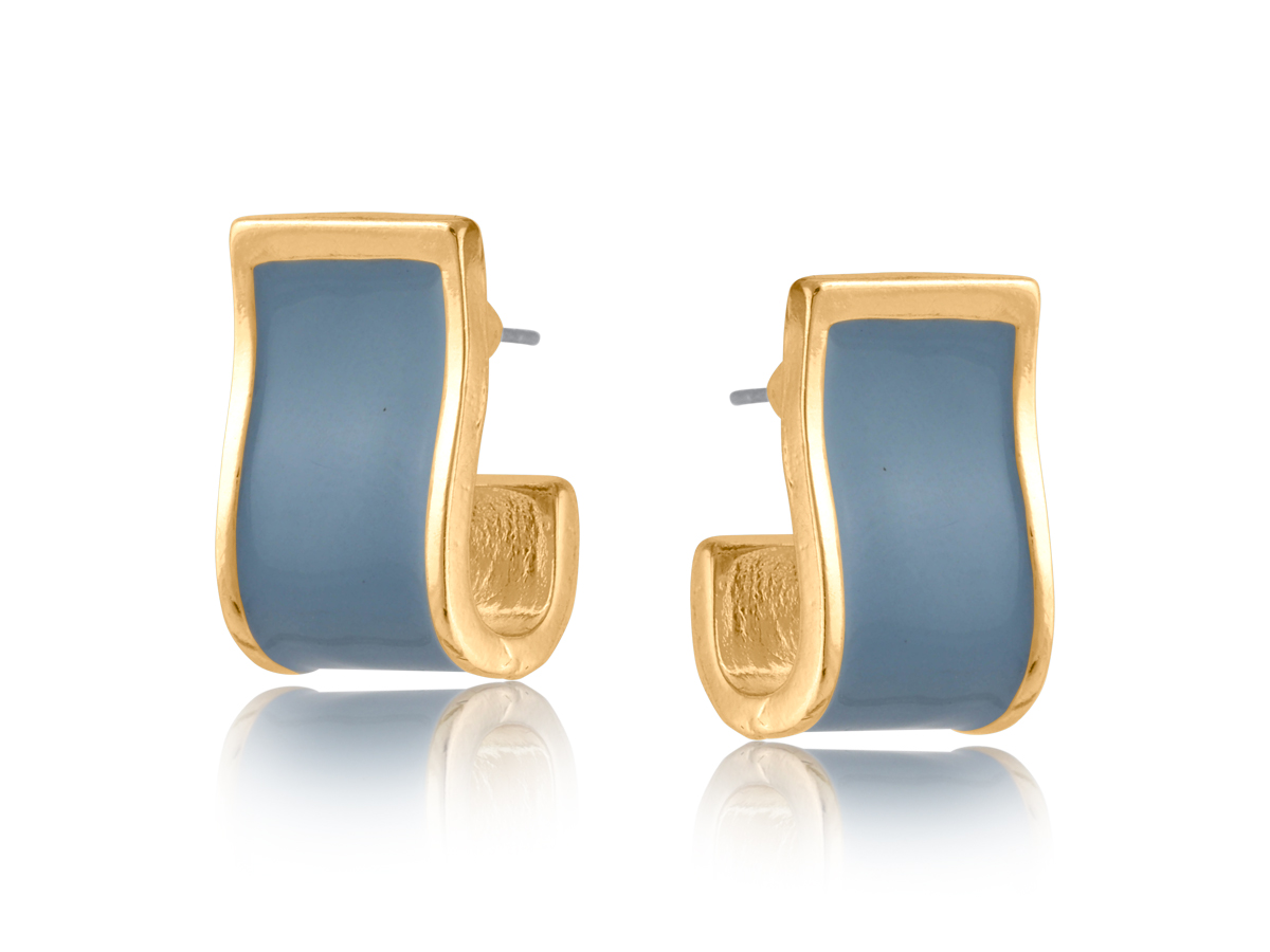 Picture of BLUE IVONA ORAGANIC SHAPE ENAMELLED HOOP EARRINGS