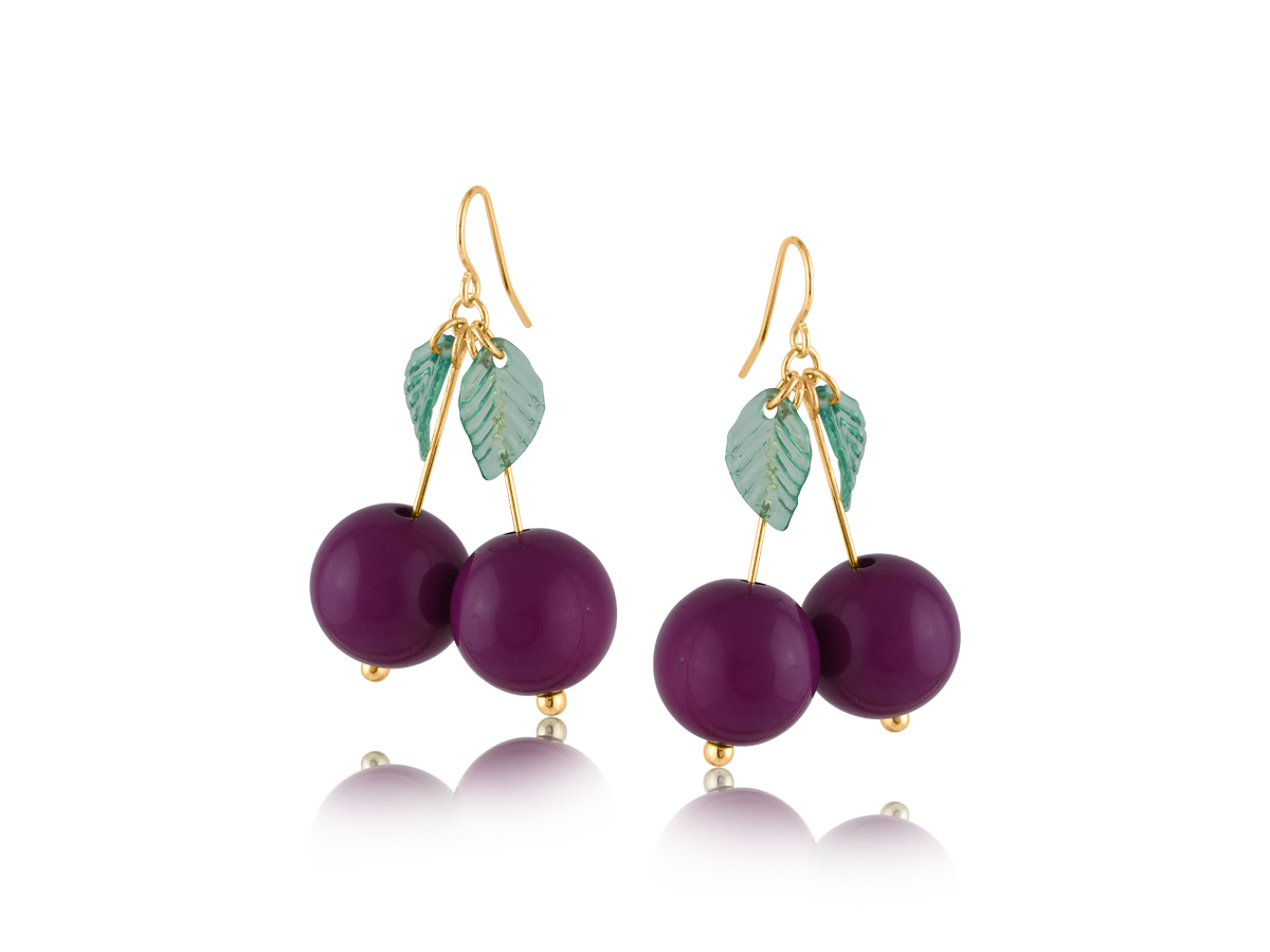 Picture of PURPLE SAVANNA CHERRY DROP EARRINGS