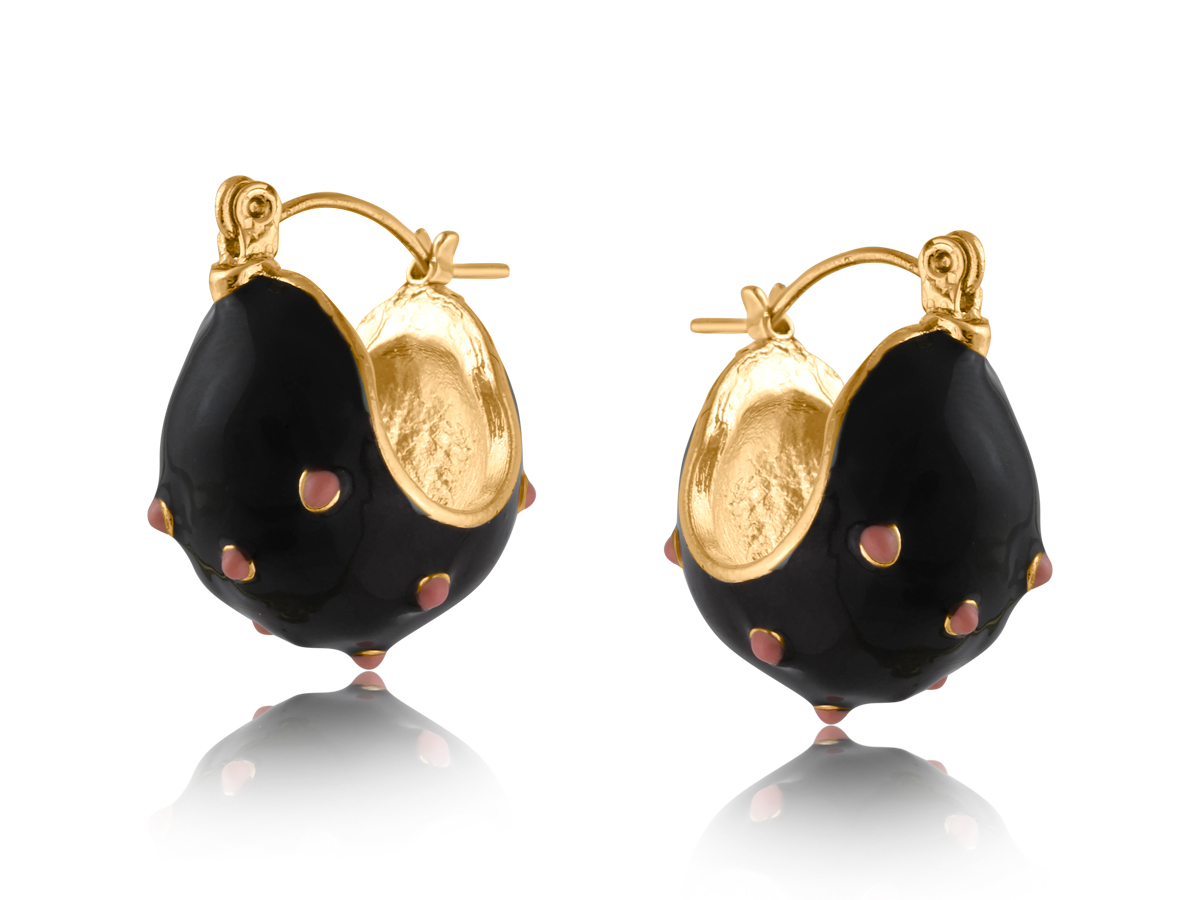 Picture of GREY PINK MALENA POLKA DOT ENAMEL EARRINGS