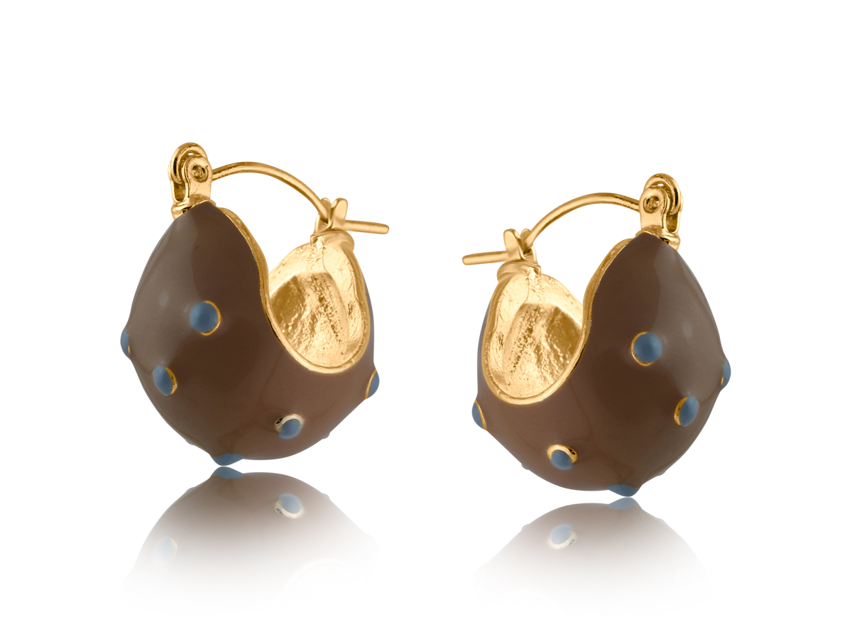 Picture of BEIGE BLUE MALENA POLKA DOT ENAMEL EARRINGS