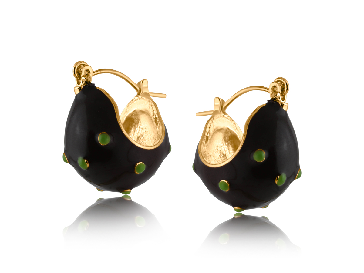 Picture of BROWN GREEN MALENA POLKA DOT ENAMEL EARRINGS