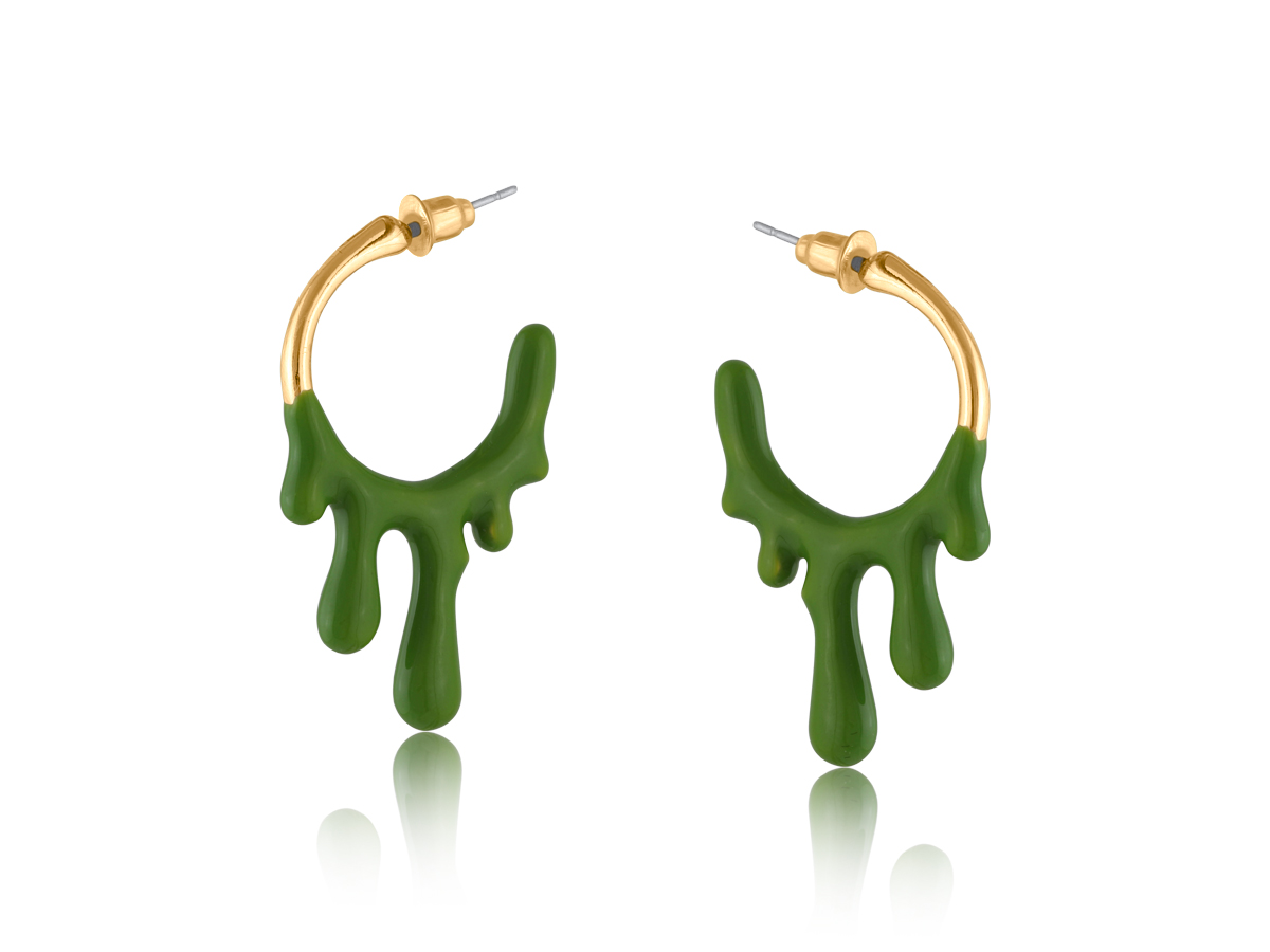 Picture of GREEN  MARINNA PAINT DRIP ENAMEL EARRINGS