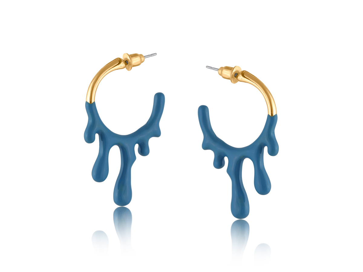 Picture of BLUE MARINNA PAINT DRIP ENAMEL EARRINGS