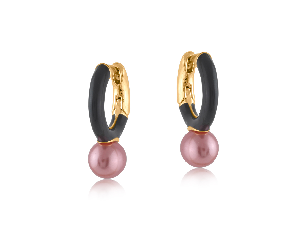 Picture of GREY PINK FIONA ENAMELLED TWO TONE EARRINGS