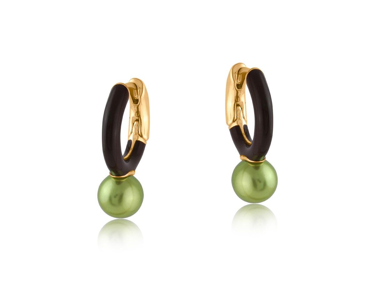 Picture of BROWN GREEN FIONA ENAMELLED TWO TONE EARRINGS