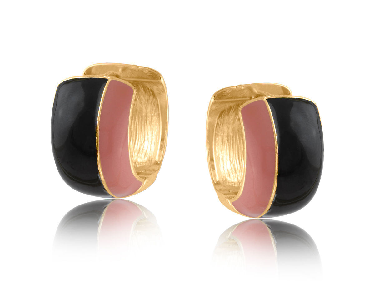 Picture of GREY PINK SYLVANA TWO TONE ENAMELLED EARRINGS