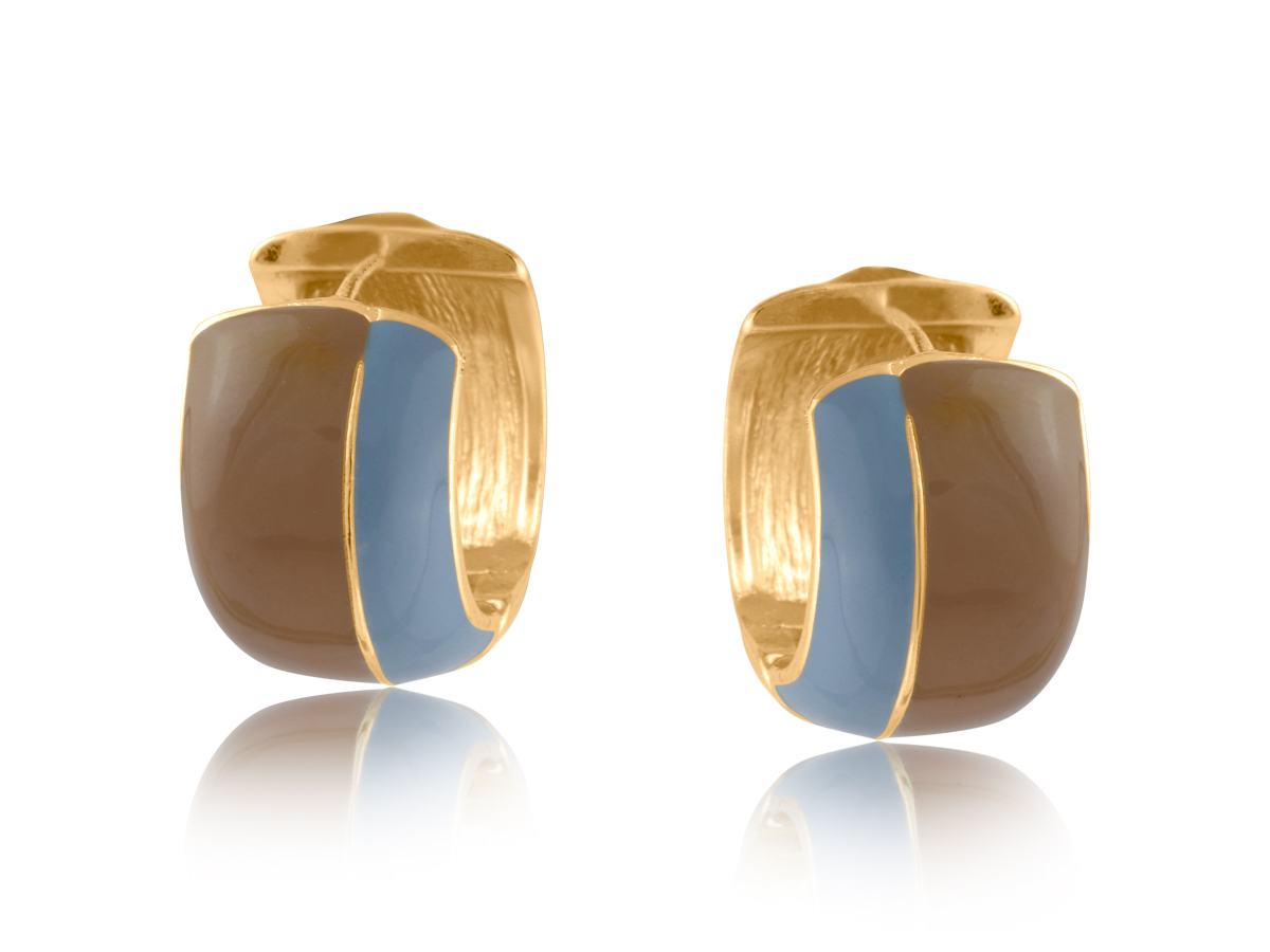 Picture of BEIGE BLUE SYLVANA TWO TONE ENAMELLED EARRINGS