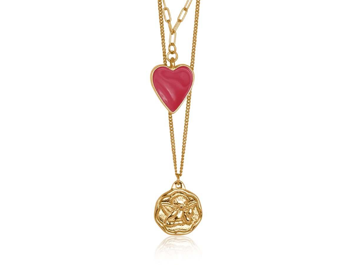Picture of PINK PAOLA SET OF TWO CHARM NECKLACES