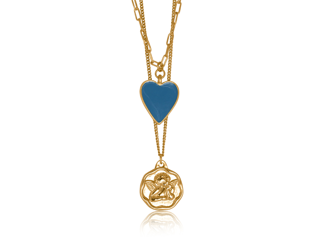 Picture of BLUE PAOLA SET OF TWO CHARM NECKLACES