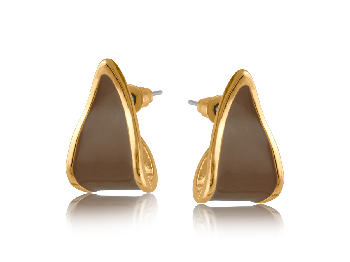 Picture of BEIGE  SAKURA TWO TONE ENAMEL EARRINGS