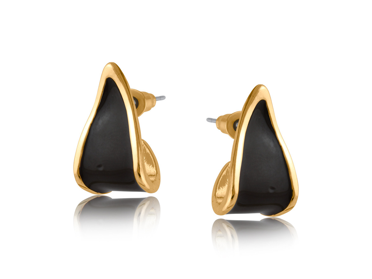 Picture of BROWN SAKURA TWO TONE ENAMEL EARRINGS
