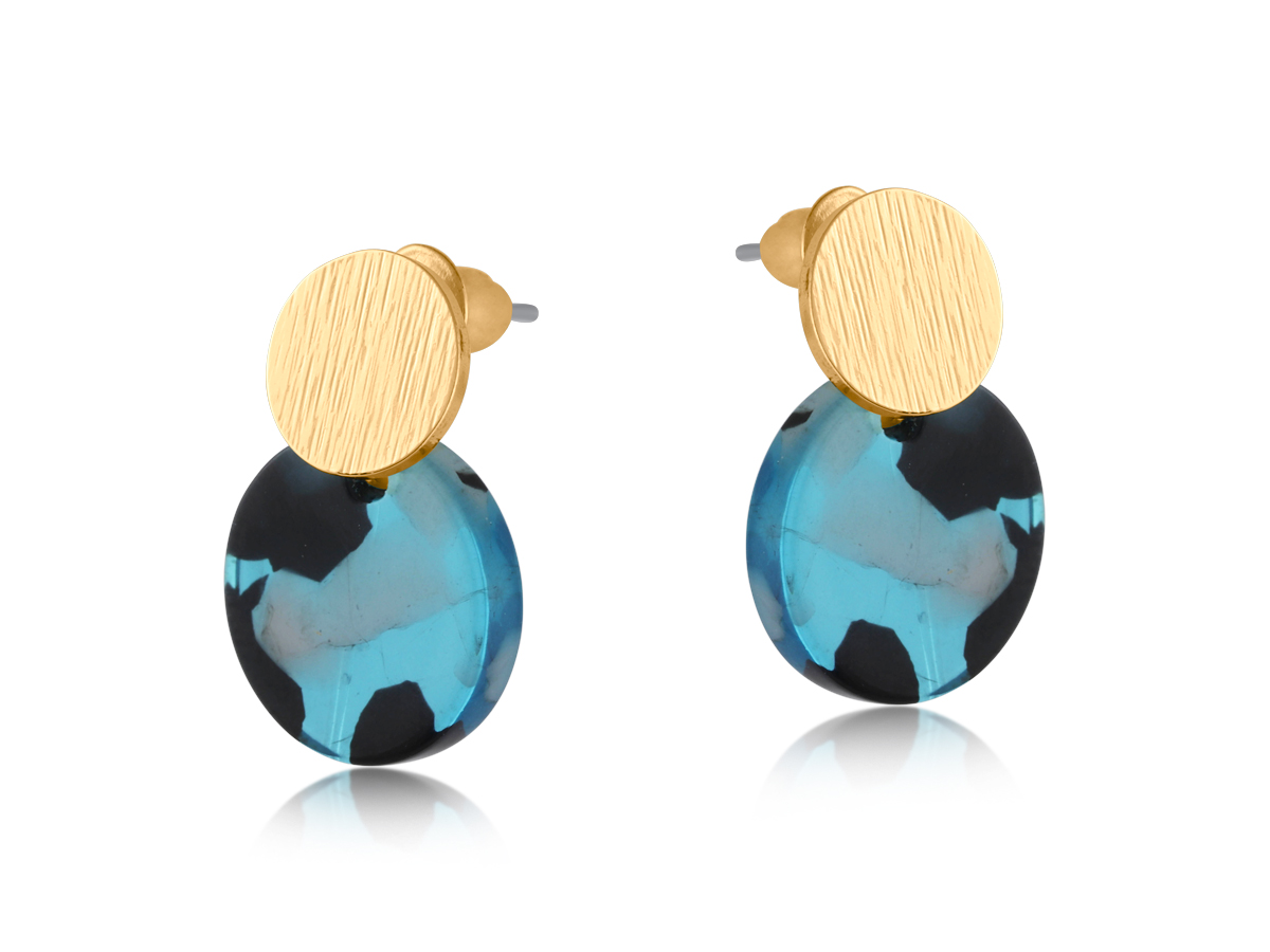 Picture of BLUE/BLACK HOPE METAL AND RESING SMALL DISC EARRIN