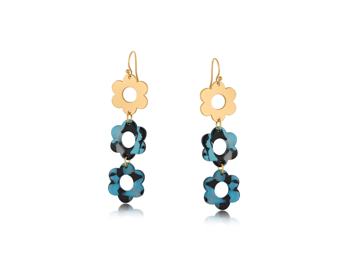Picture of BLUE/BLACK LOLA LONG DANGE METAL AND RESIN FLORAL