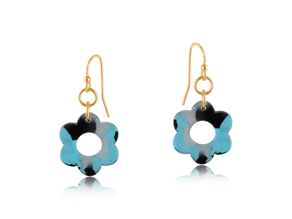 Picture of BLUE/BLACK LOTTIE DAISY RESIN EARRINGS