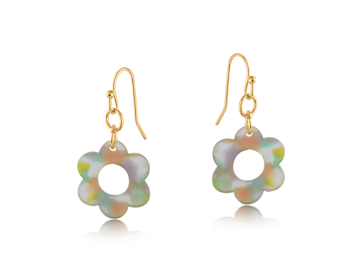 Picture of LILAC/PINK/GREEN LOTTIE DAISY RESIN EARRINGS