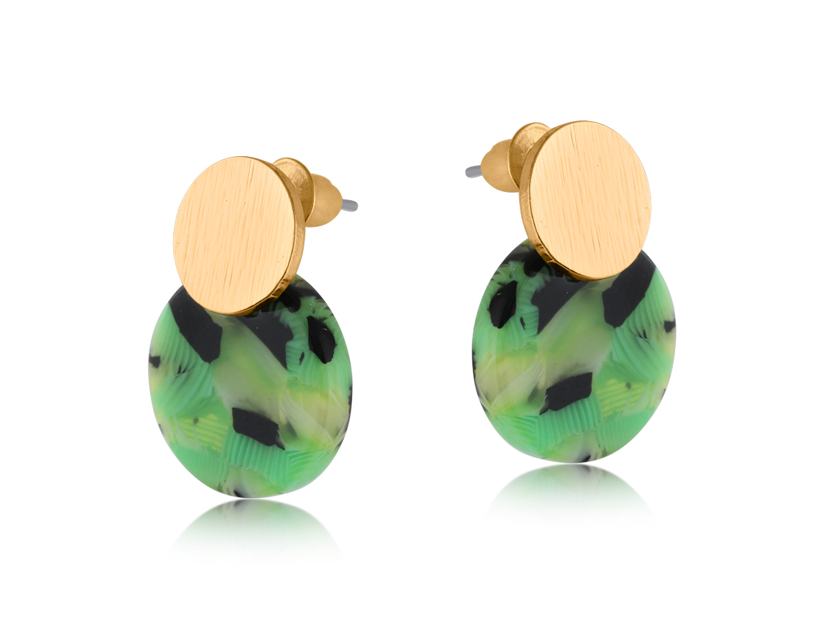 Picture of GREEN  OLIVIA SMALL DISC AND METAL EARRINGS