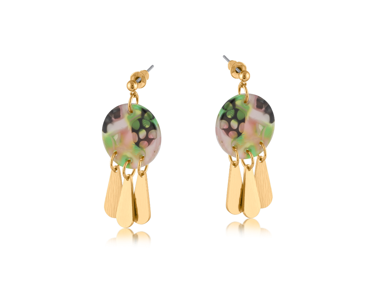 Picture of PINK  CAPRI METAL AND RESIN DROP EARRINGS
