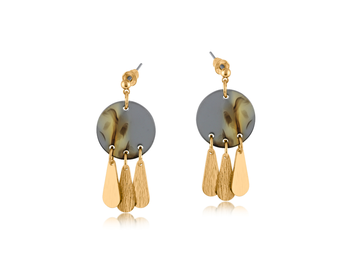 Picture of GREY  CAPRI METAL AND RESIN DROP EARRINGS