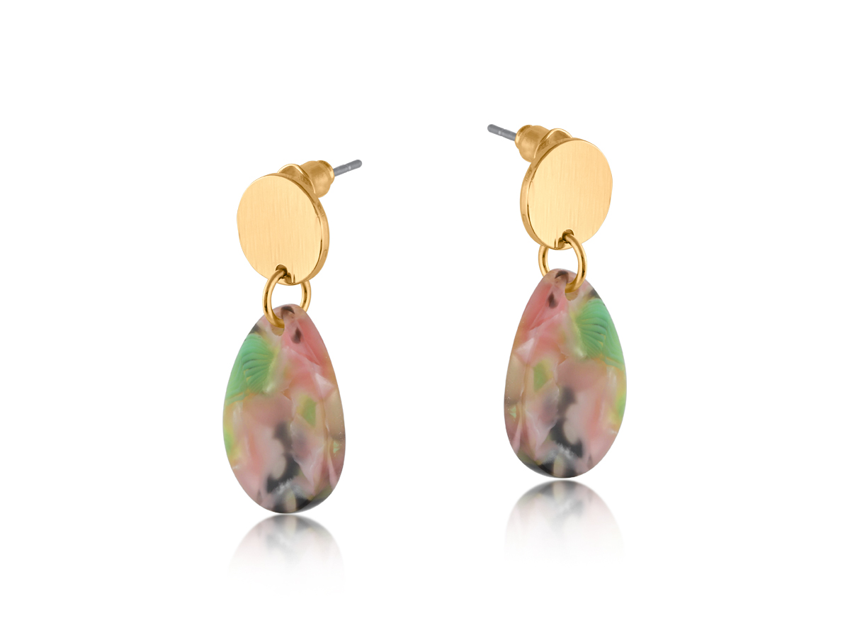 Picture of PINK  ISOLA DROP METAL AND RESIN EARRING