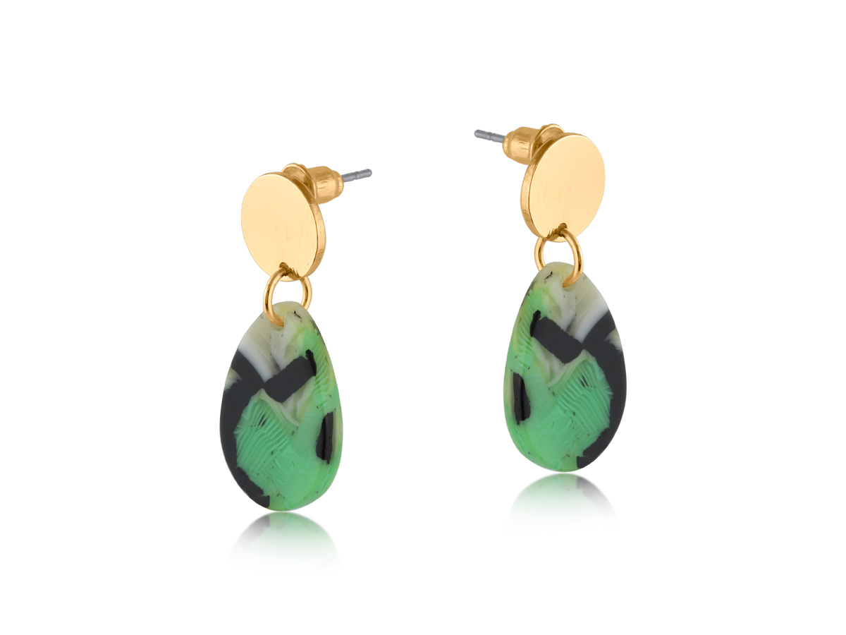 Picture of GREEN  ISOLA DROP METAL AND RESIN EARRING
