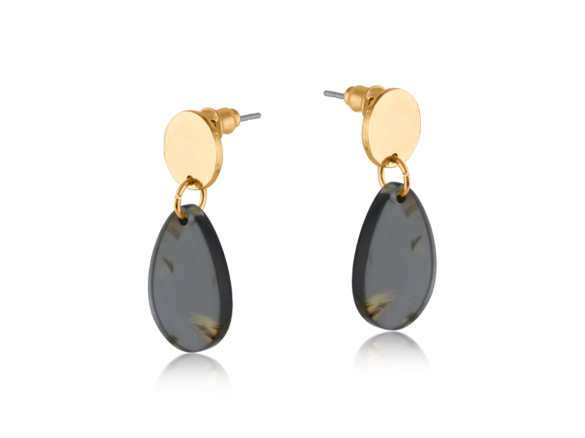 Picture of GREY  ISOLA DROP METAL AND RESIN EARRING