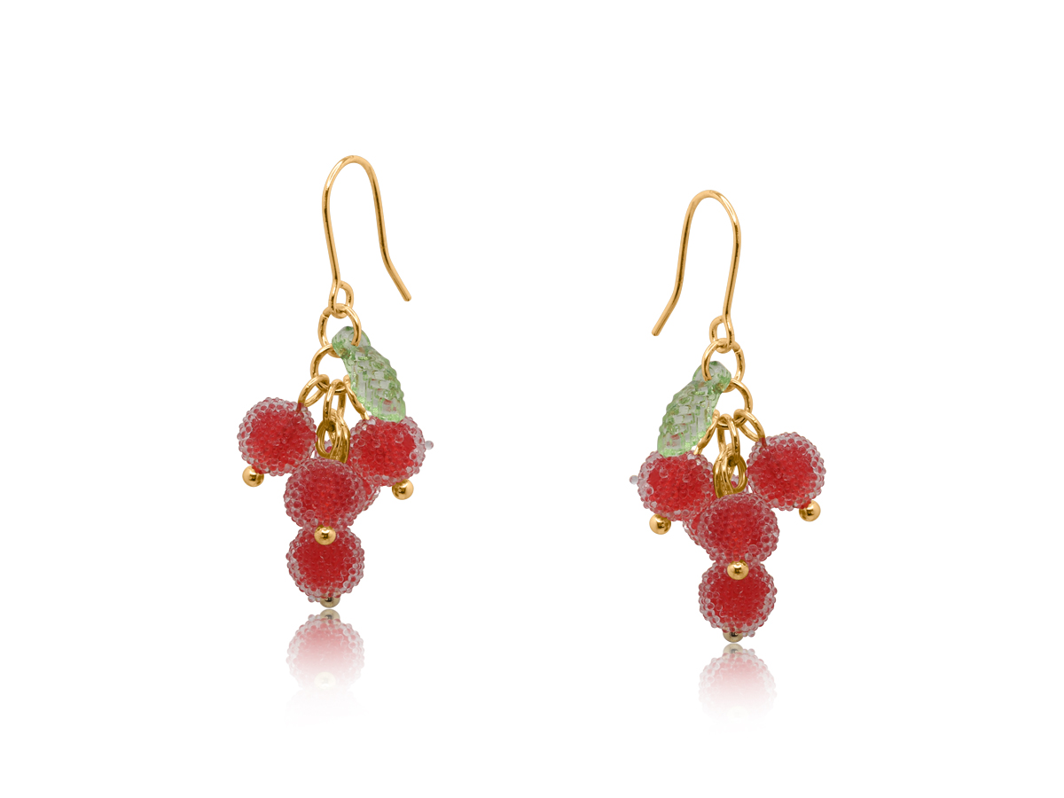 Picture of RED LOZA BUNCH OF FROSTED GRAPES EARRINGS