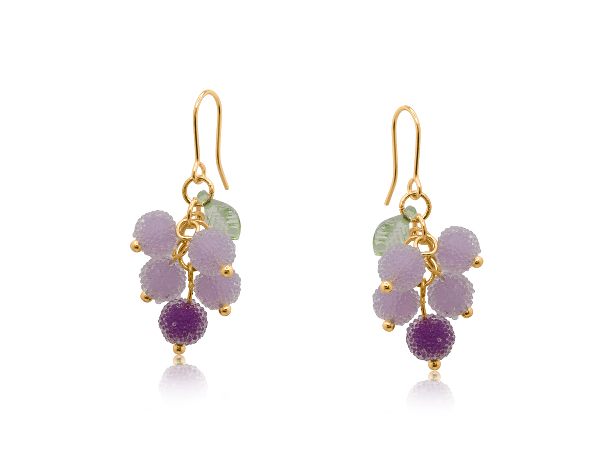 Picture of LILAC LOZA BUNCH OF FROSTED GRAPES EARRINGS