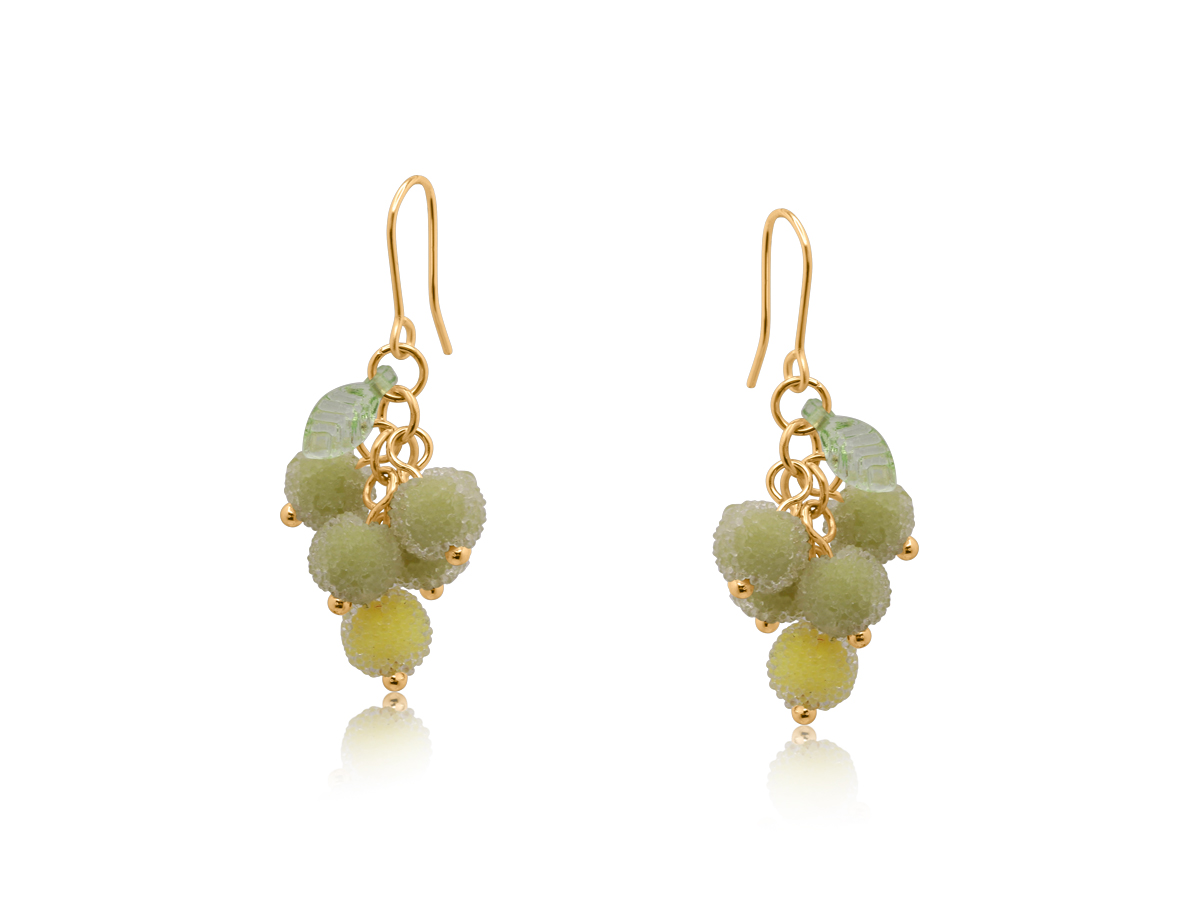 Picture of GREEN  LOZA BUNCH OF FROSTED GRAPES EARRINGS