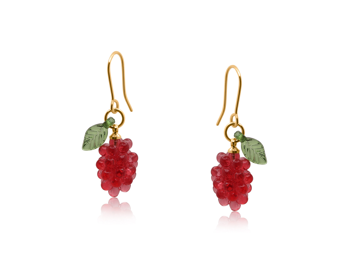 Picture of RED DYONISSUS BUNCH OF GRAPES DANGLE EARRINGS