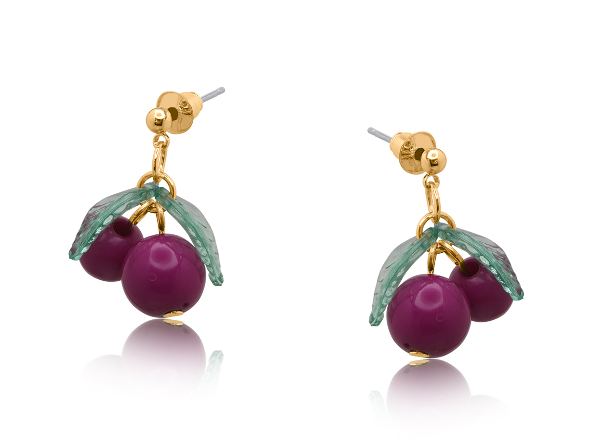 Picture of PURPLE HORTENSE SMALL CHERRY EARRINGS