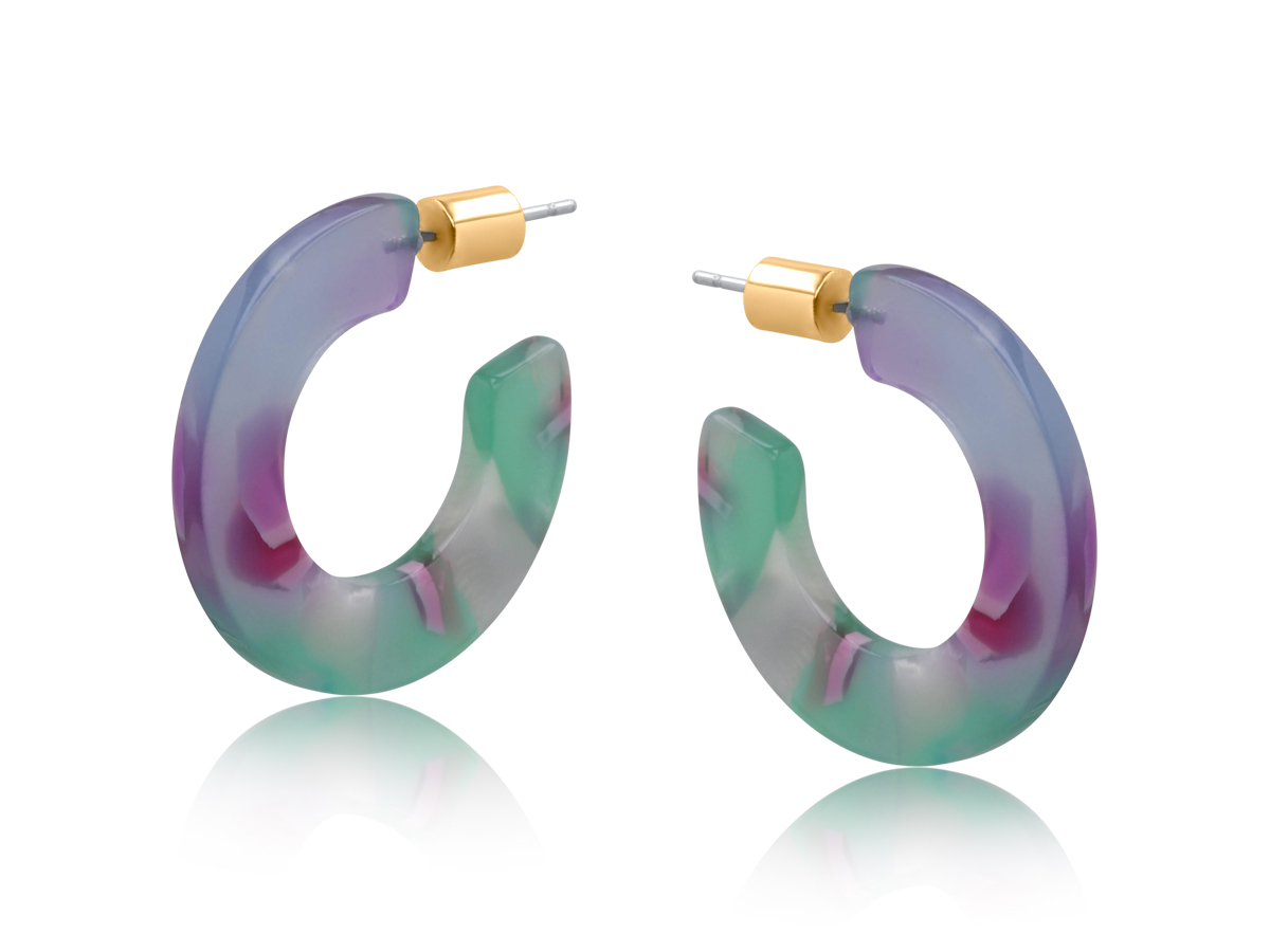 Picture of GREEN  AUSTIN RESIN HOOP EARRINGS