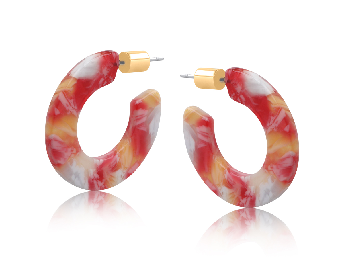 Picture of RED AUSTIN RESIN HOOP EARRINGS