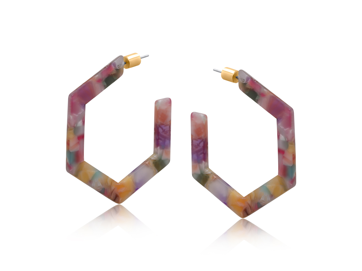 Picture of LILAC AUSTIN RESIN HEXAGONAL EARRINGS